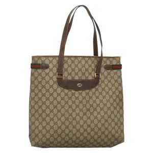 GUCCI GG Supreme Web Sherry Line Tote Bag PVC Beige Gold 39 02 091 Auth sw1196